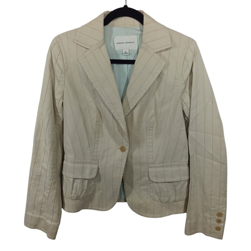 Banana Republic Jacket Womens 6 Blazer Single Button Capsule Career Cotton Silk